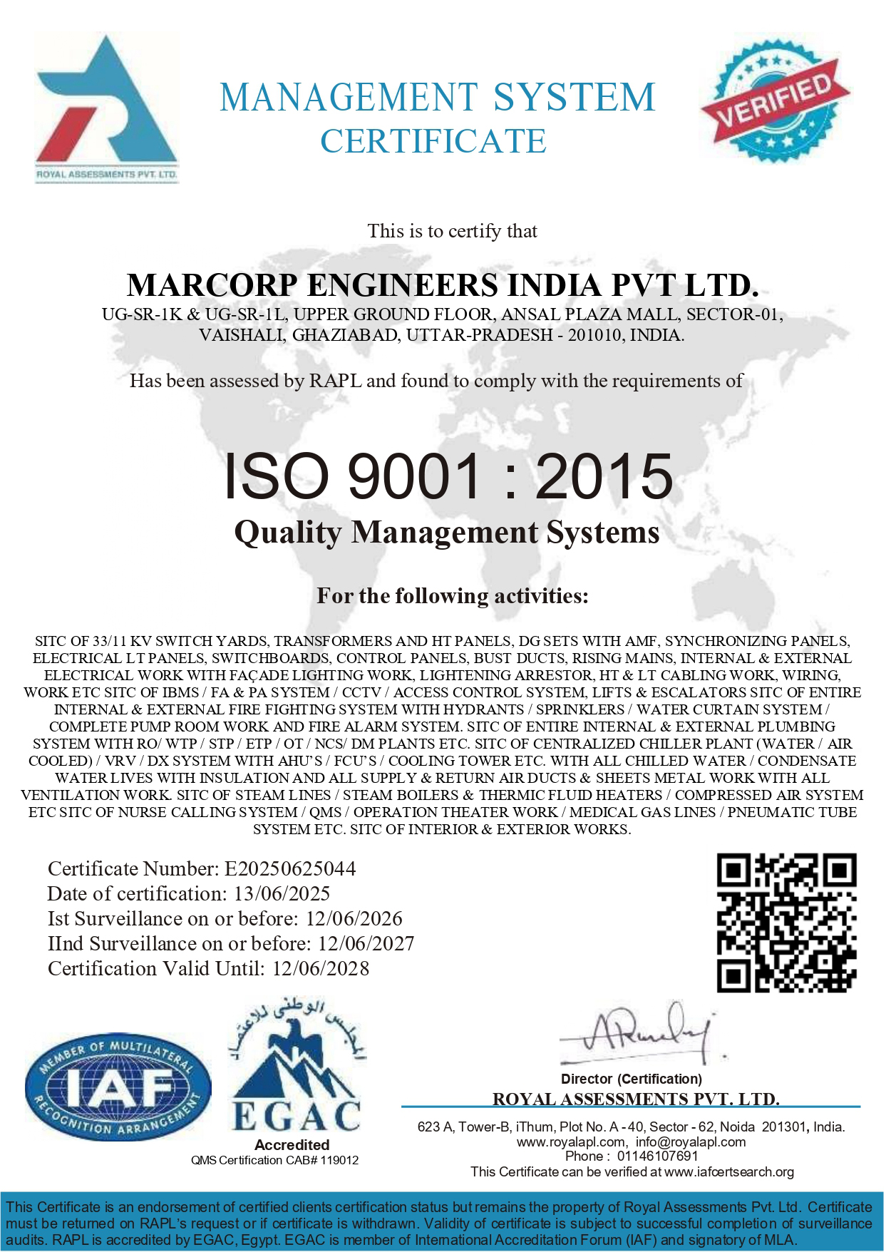 ISO 9001:2015 Certificate